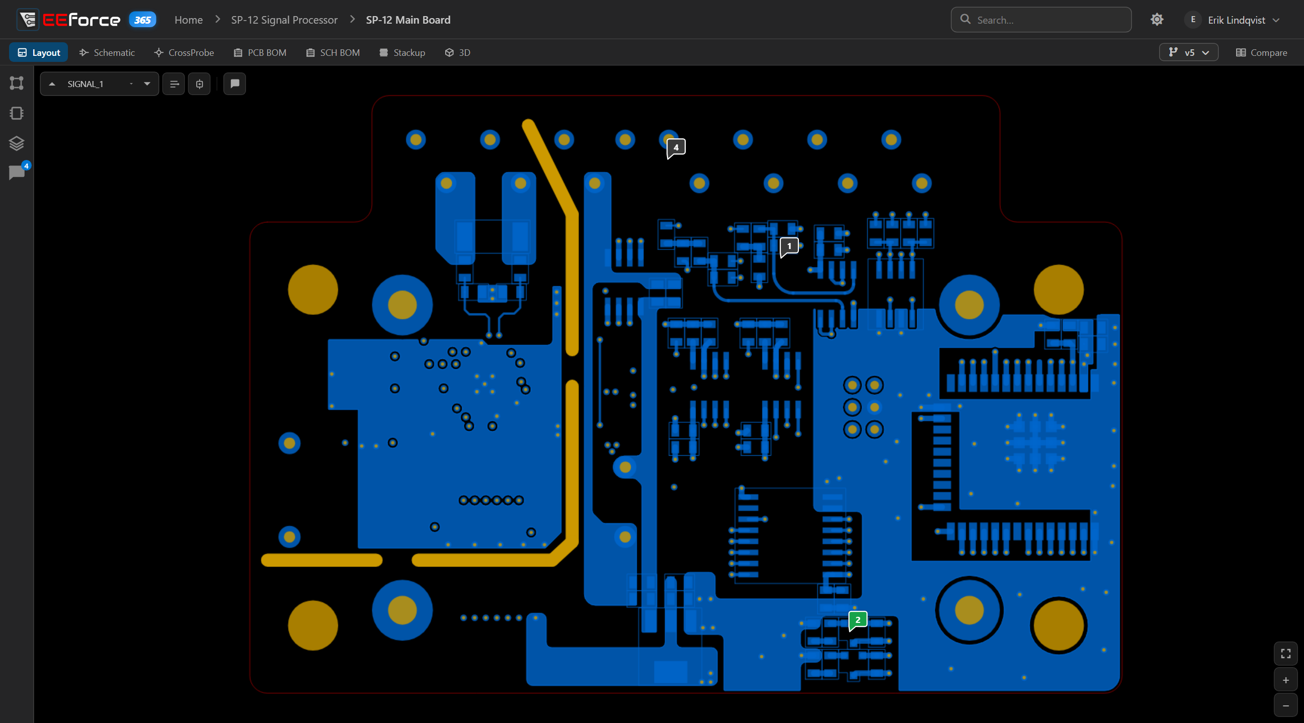 The SP-12 Main Board in EEforce 365, in a web browser