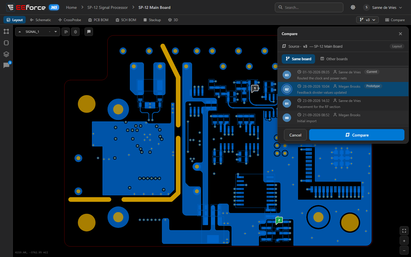 Comparing with another version of the same board