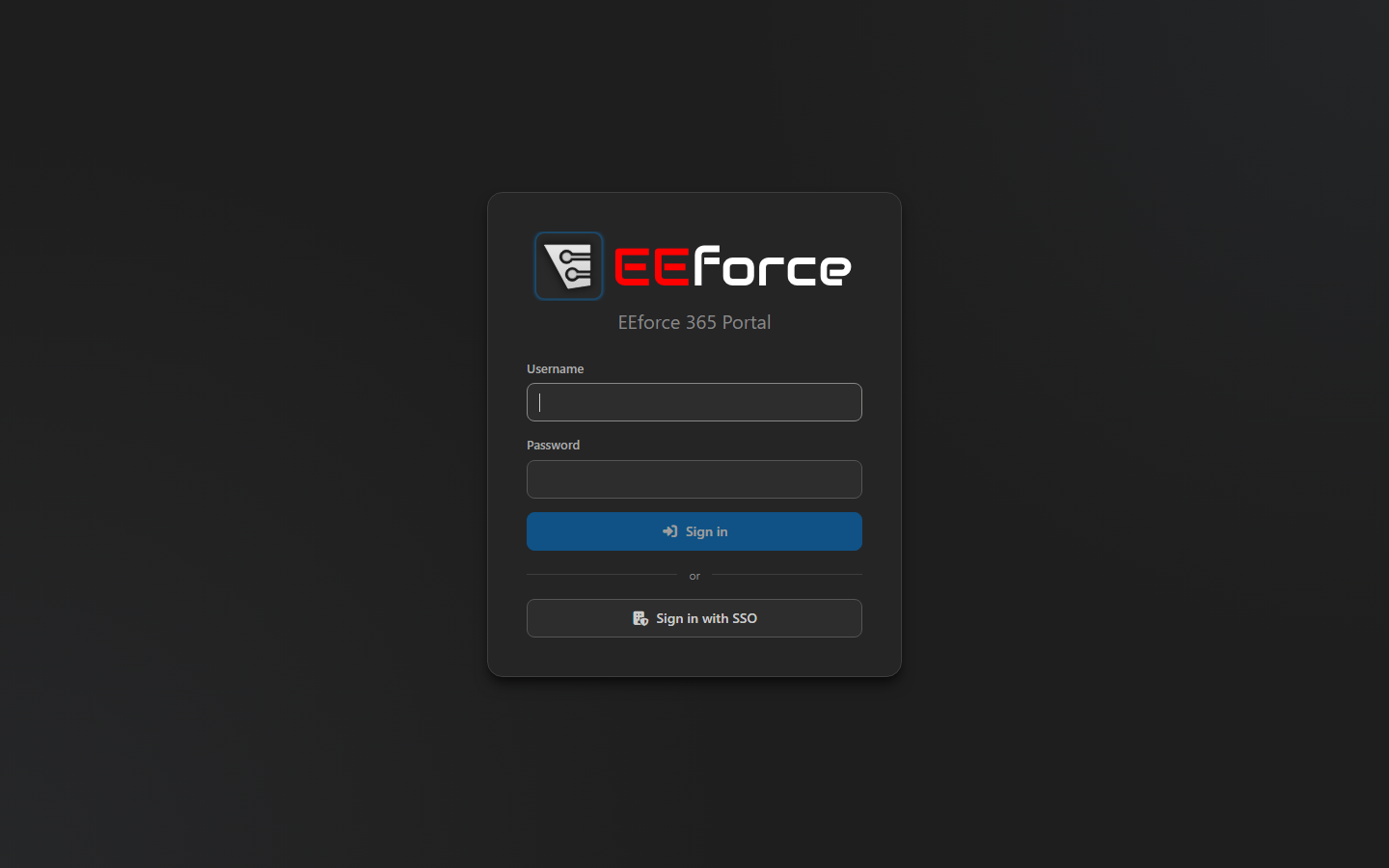 The EEforce 365 sign-in page