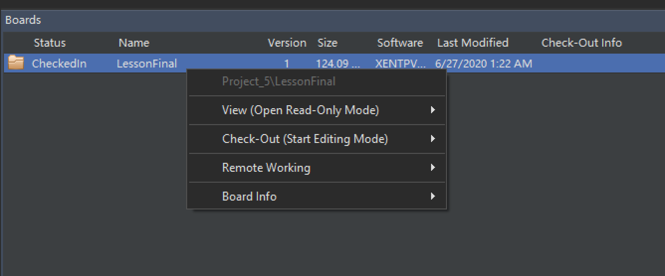 Container context menu