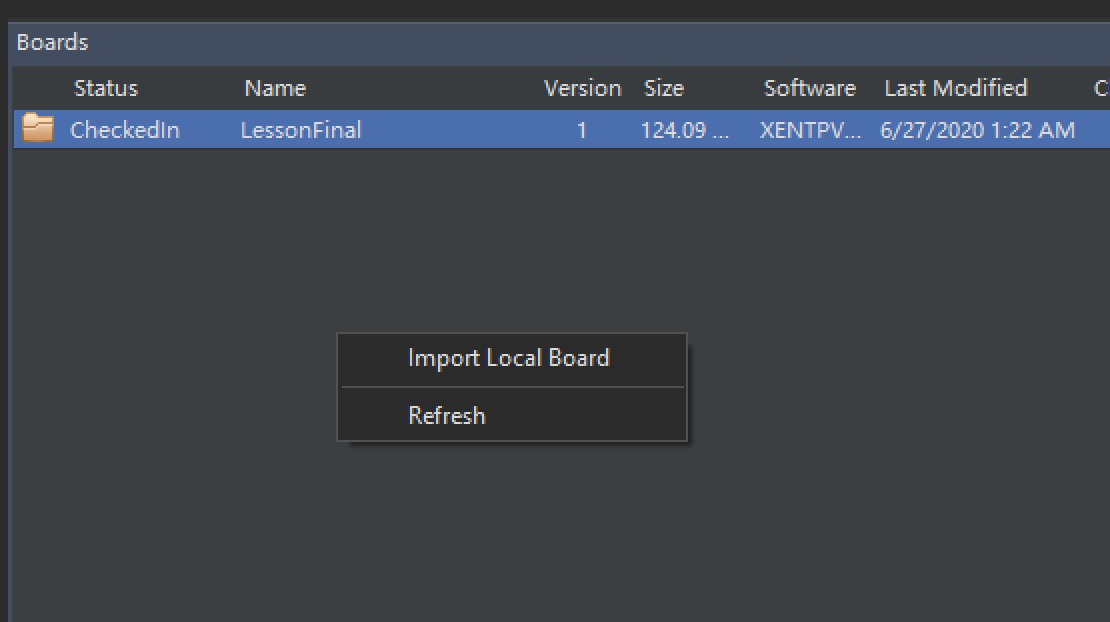Empty area context menu