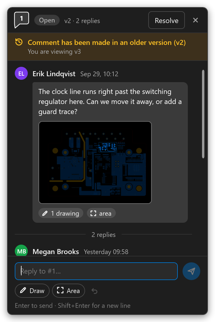A conversation in the editor