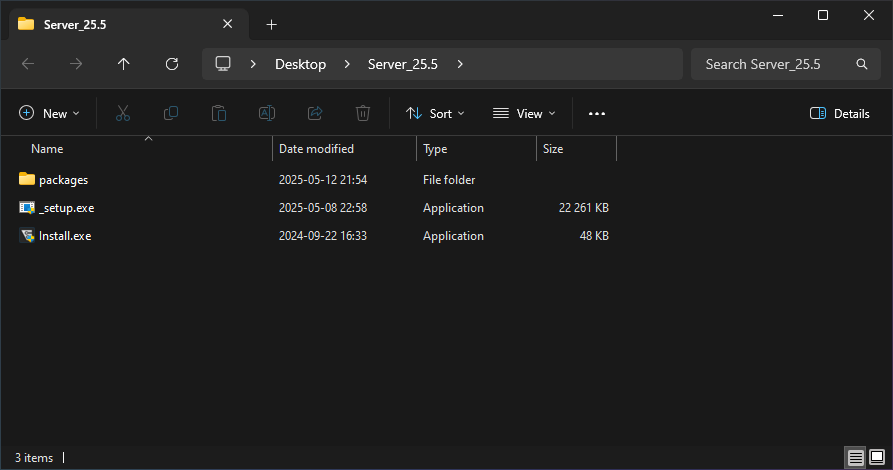 Extracted installation files