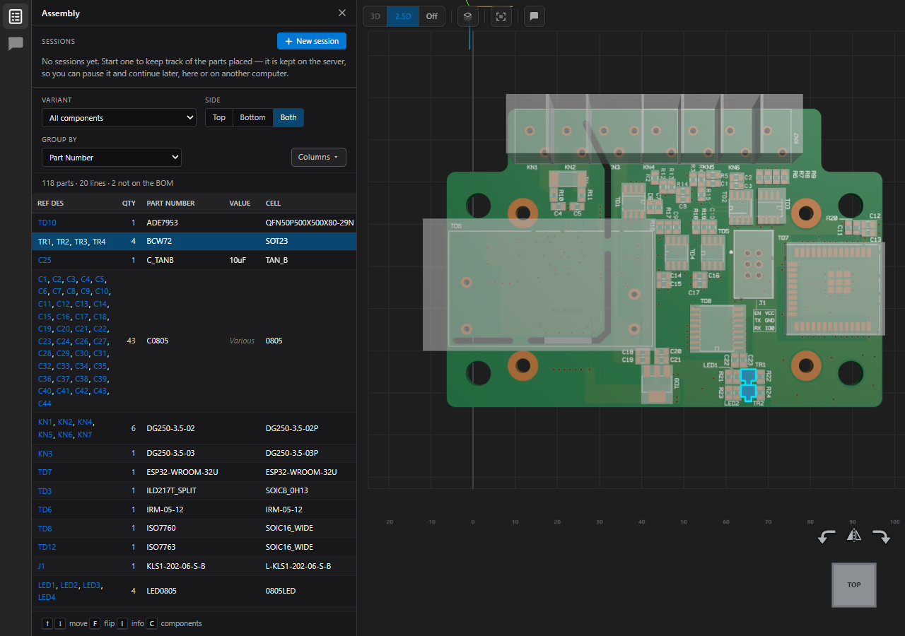 The Assembly Assistant beside the 3D board