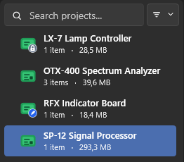 The project list