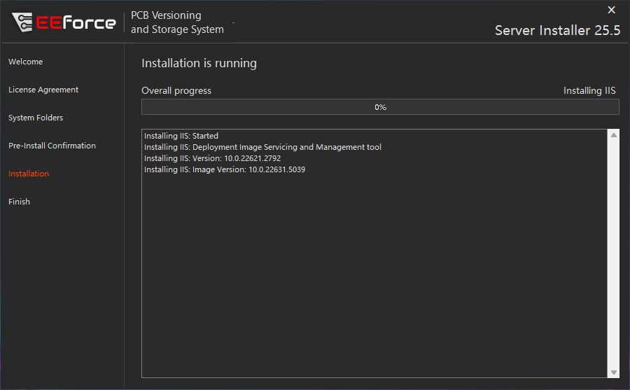 Installation progress