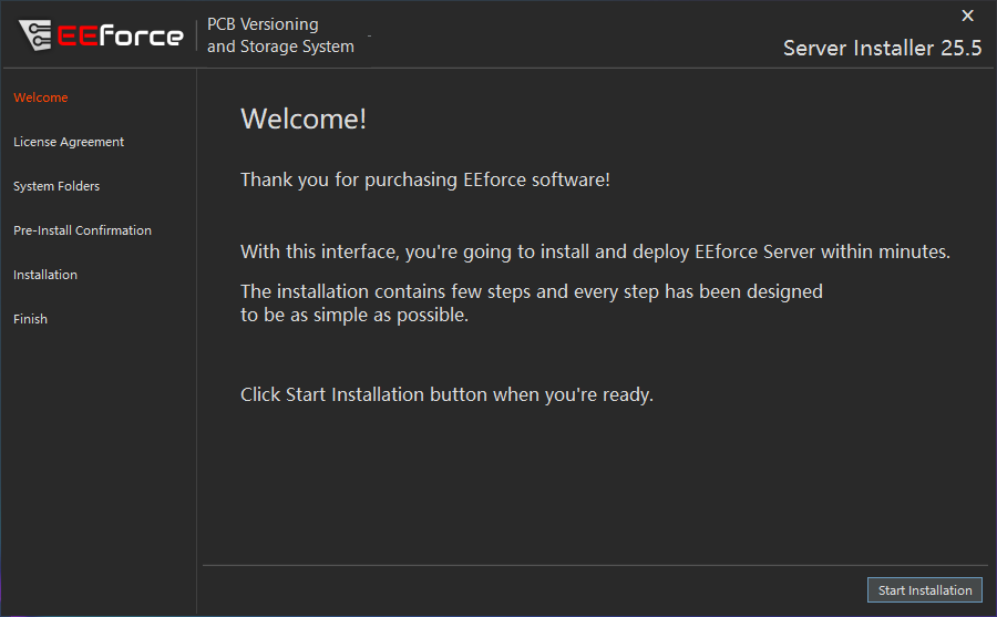 Server installer welcome