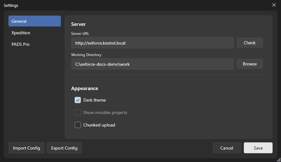 General settings